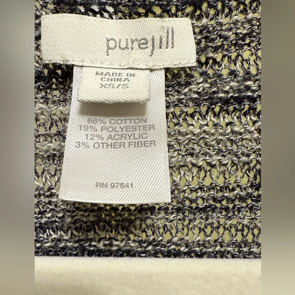 Pure Jill Open Front Sweater Poncho Size XS/S Blue Gray Short Sleeves Cotton‎